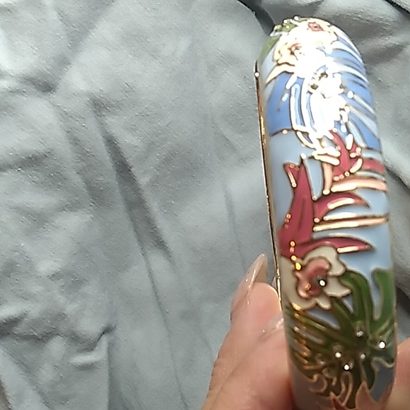 Enamel inlay with rhinestones vintage bracelet from Palm Springs California - Picture 6 of 7